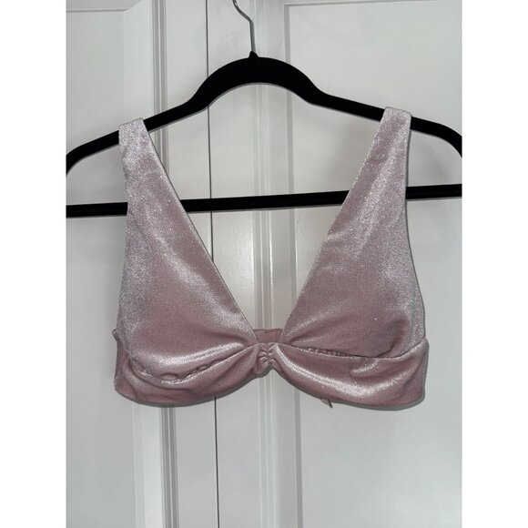 Victoria’s Secret Dusty Pink Sparkle Velvet Wireless Plunge Bralette size Large - Picture 2 of 5